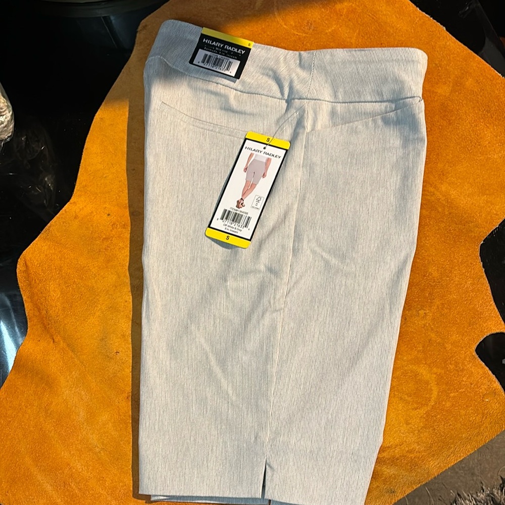 Off- white and grey Bermuda shorts